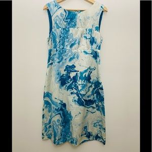 Anthropologie Maeve Blue Swirl Silk/Cotton Dress